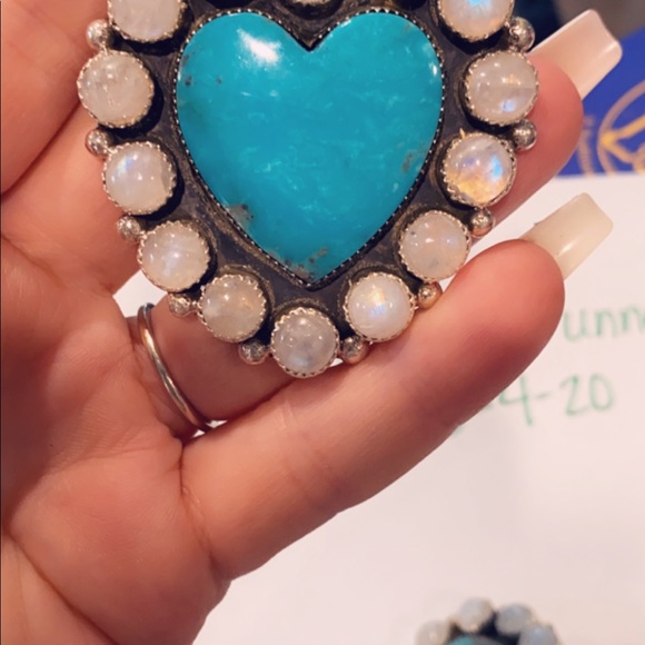 🛑SOLD🛑M&S sterling Turquoise heart ring size 7 - Picture 2 of 5